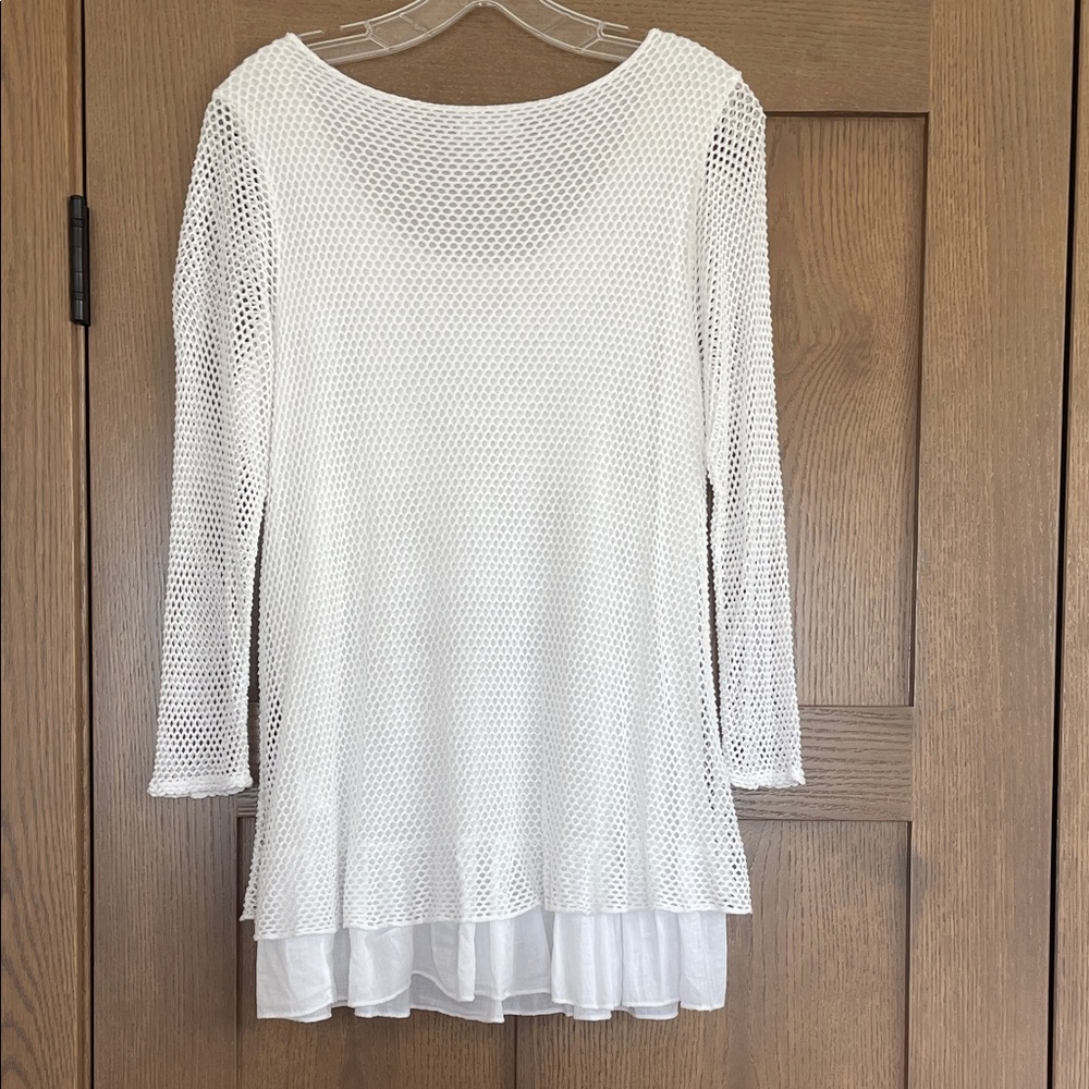 Papillon White Embroidered Lace Tunic Top Italian size M - Picture 2 of 5